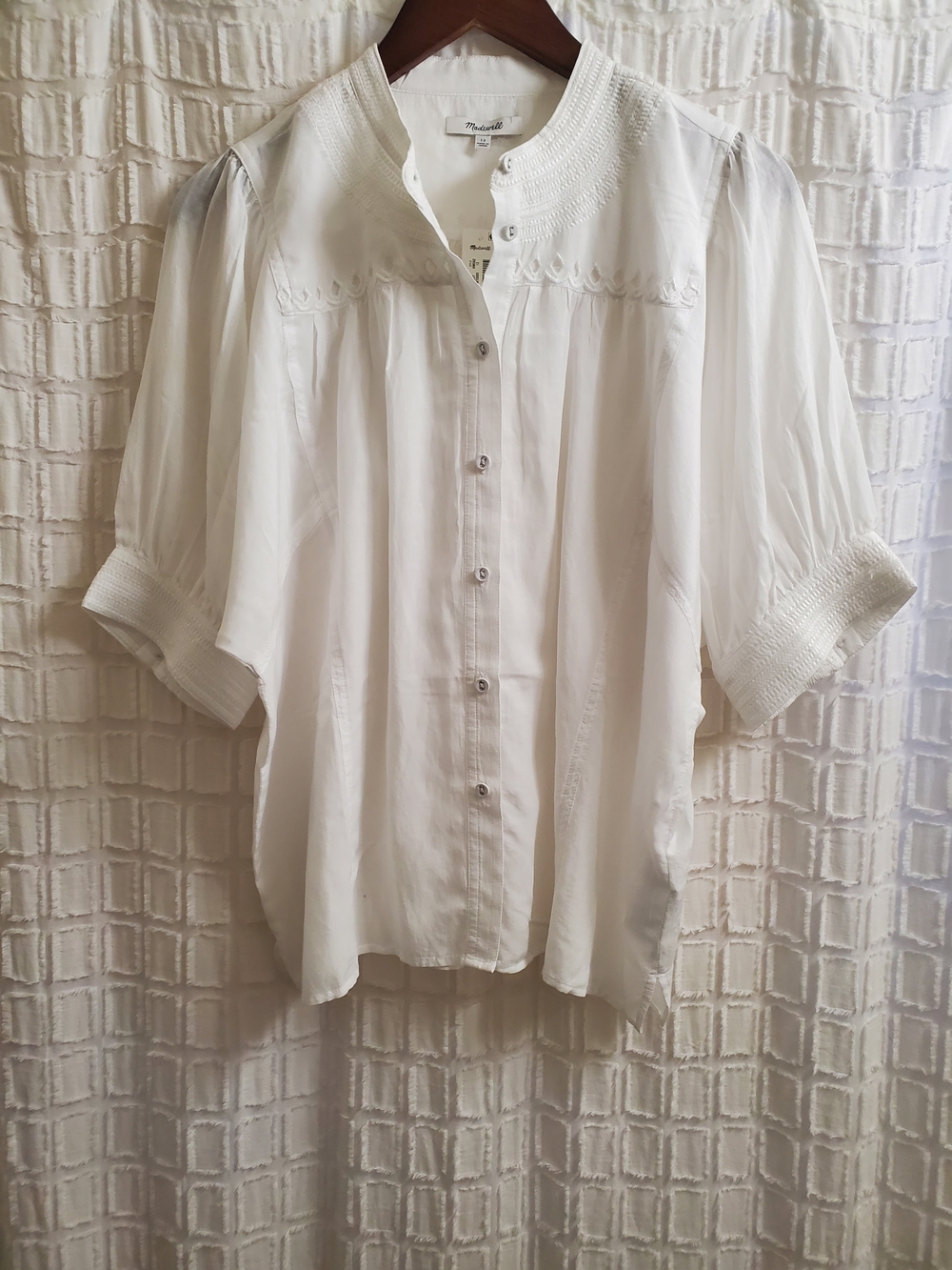 Madewell White Short-Sleeve Button-Front Blouse - Picture 15 of 16